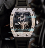 Swiss Replica Richard Mille Capricorn Gypsophila Watch Stainless Steel Black Rubber Strap